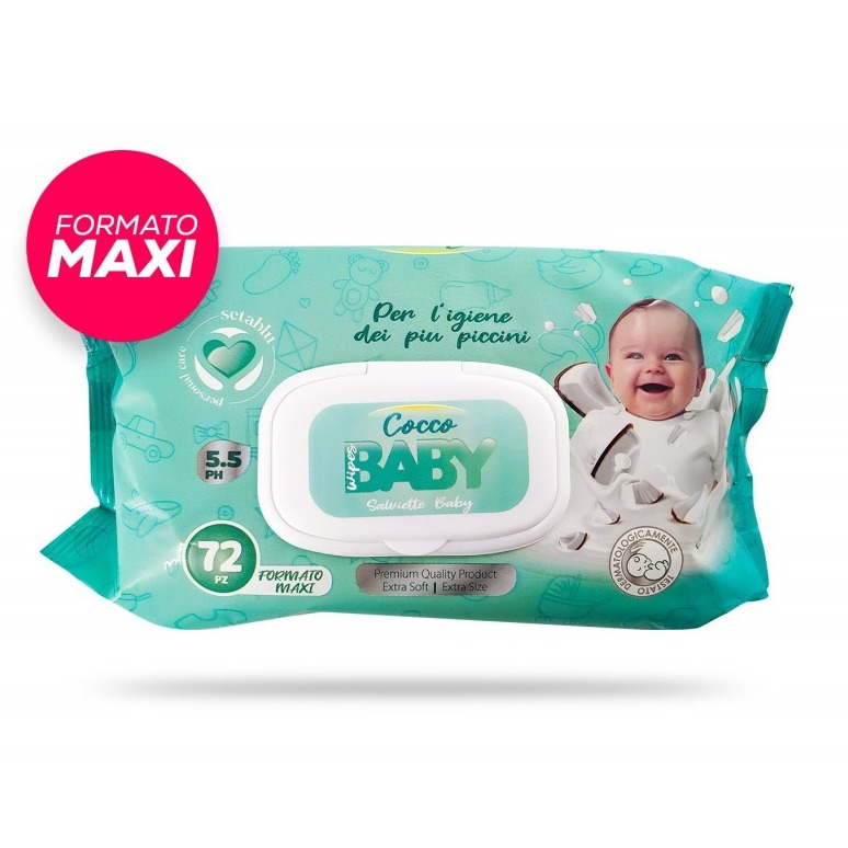 SETABLU SALVIETTINE BABY LATTE E COCCO DA 72 XXL